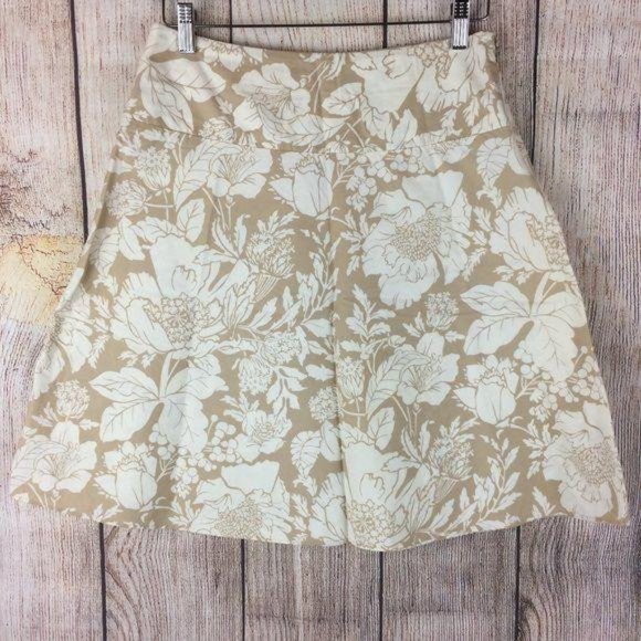 Old Navy Dresses & Skirts - Old Navy Tan Floral 100% Cotton A-Line Skirt Sz 4